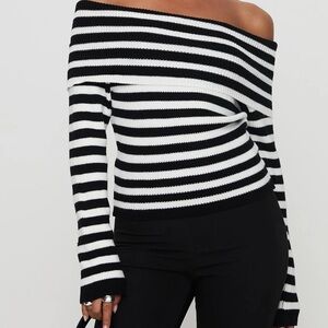 Milly Monochrome Off-Shoulder Sweater